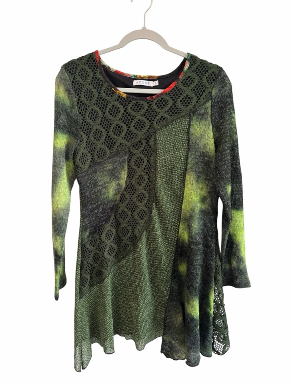 Adore Gobblin Fairy Grunge Asymmetrical Knit Dress Size Large Festival E-Girl